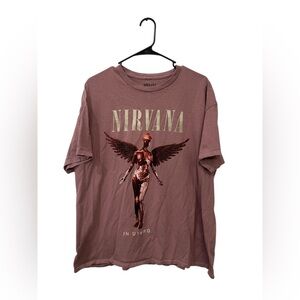 Nirvana In Utero Angel Graphic Band Tee Mauve Pink Size L